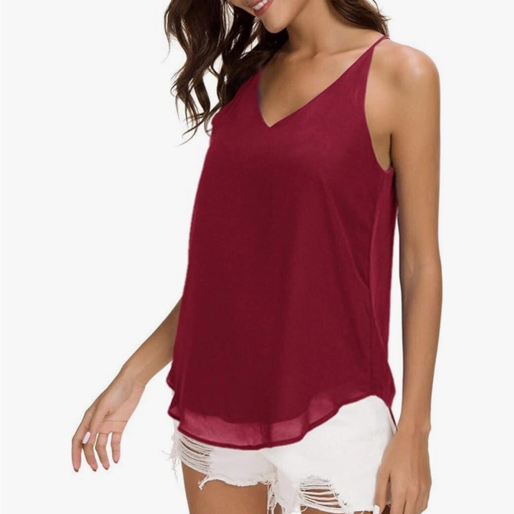 Chiffon Burgundy Spaghetti Strap Cami